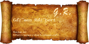 Gémes Róbert névjegykártya